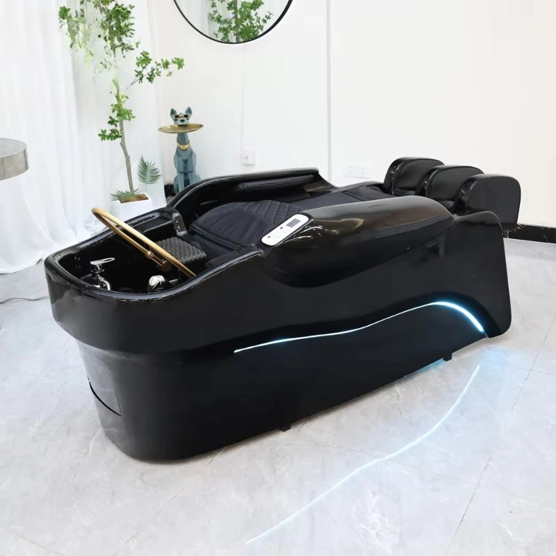 

Barbershop Salon Furniture Ceramic Wash Basin Head Spa Water Therapy Bed Shampoo Massage Bed with Sink for Hair Salons
