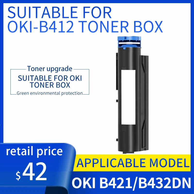 Contenedor de polvo de gran capacidad, adecuado para caja de polvo de oki-b412, b432dn, B512, mb472dnw, mb492dn, mb562dnw