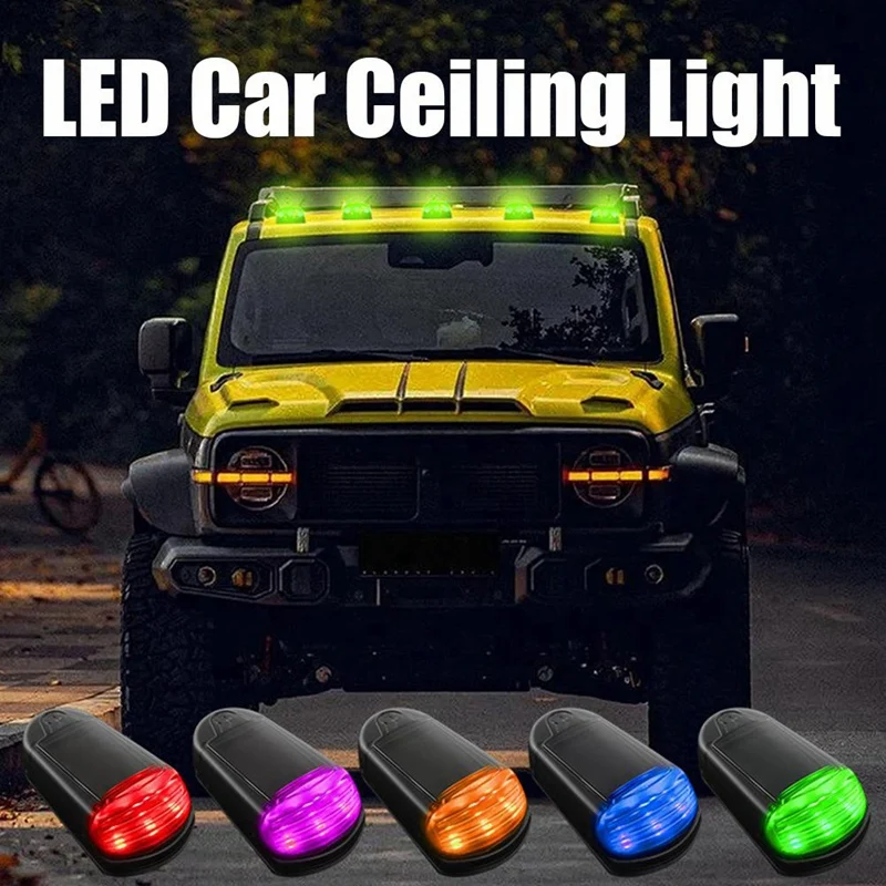 Wireless Cab Lights For Truck Solar Cab Lights Punch-Free LED Lights 7 Colors Roof Lights For Universal Car