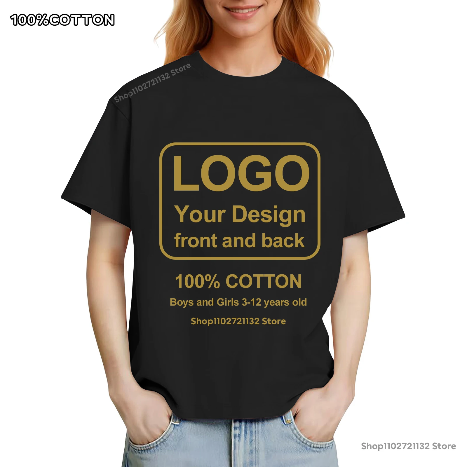 Custom T-shirts Kids Clothes Boy Girls 100%Cotton Short Sleeves Tops Personalized Customization LOGO Print Anime Graphic T-Shirt
