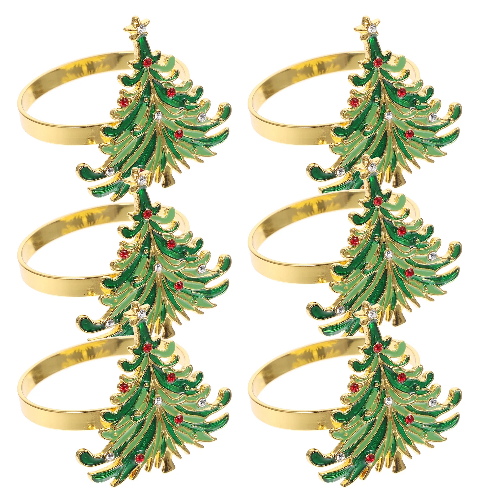 

6pcs Napkin Rings Christmas Tree Design Metal Alloy Decorative Table Decor For Holiday Party Wedding Home Restaurant Use