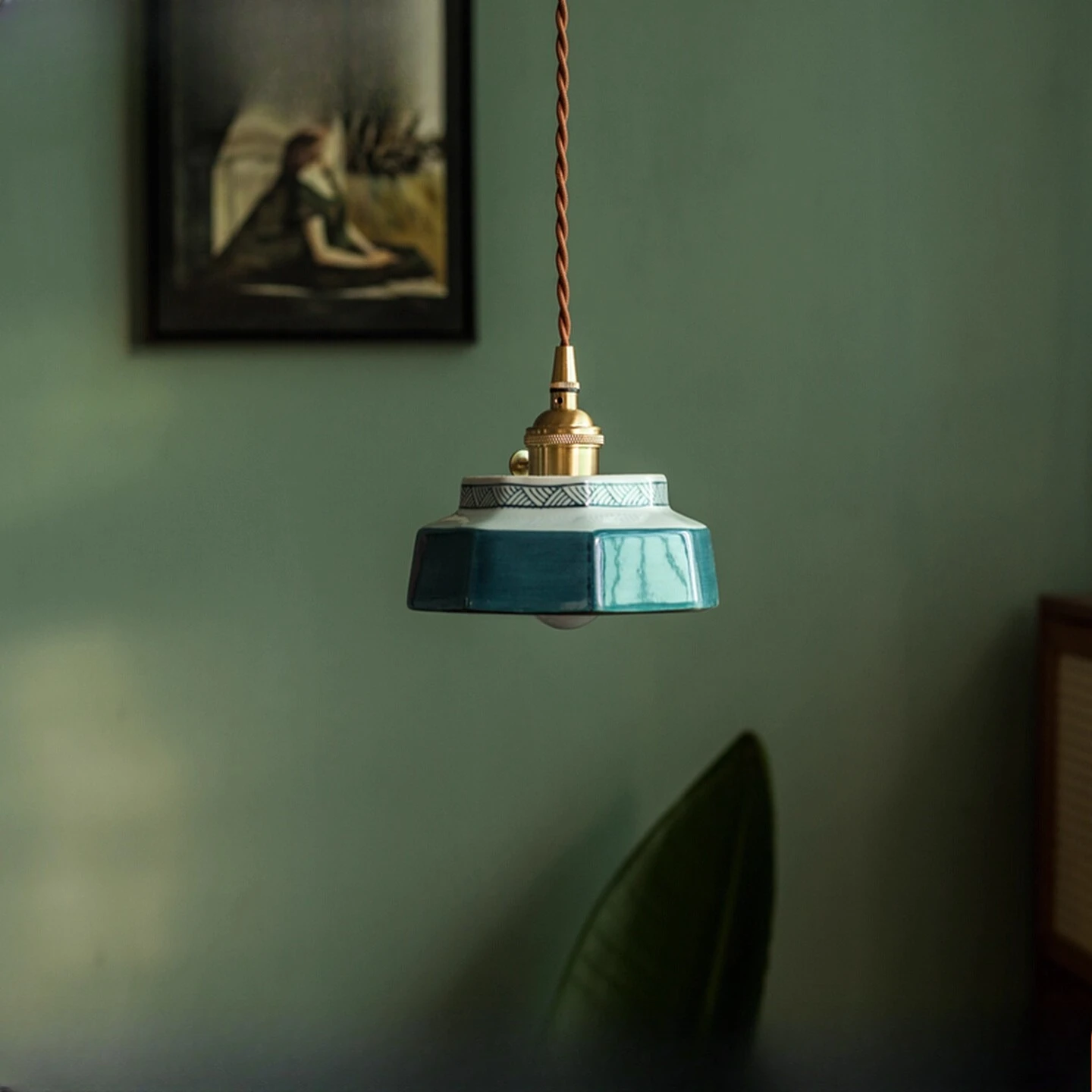 

Новая керамическая люстра в китайском стиле в стиле ретро, витрина для проживания в японском стиле, ресторан, чайная комната, прикроватная люстра для отеля