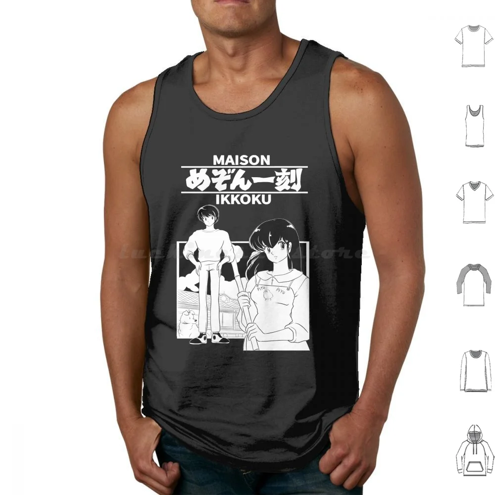 Maison Ikkoku camisetas sin mangas de algodón estampado Ikkoku Ranma Ranma 1 2 Inuyasha Ryoga Akane P Chan champú Anime Manga Rumiko