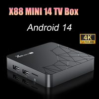 New Smart TV Box X88 MINI 14 4K Quad Core Android 14 Wifi6 BT5.0 2GB 16GB Voice Remote Control Media Player Android Set Top Box