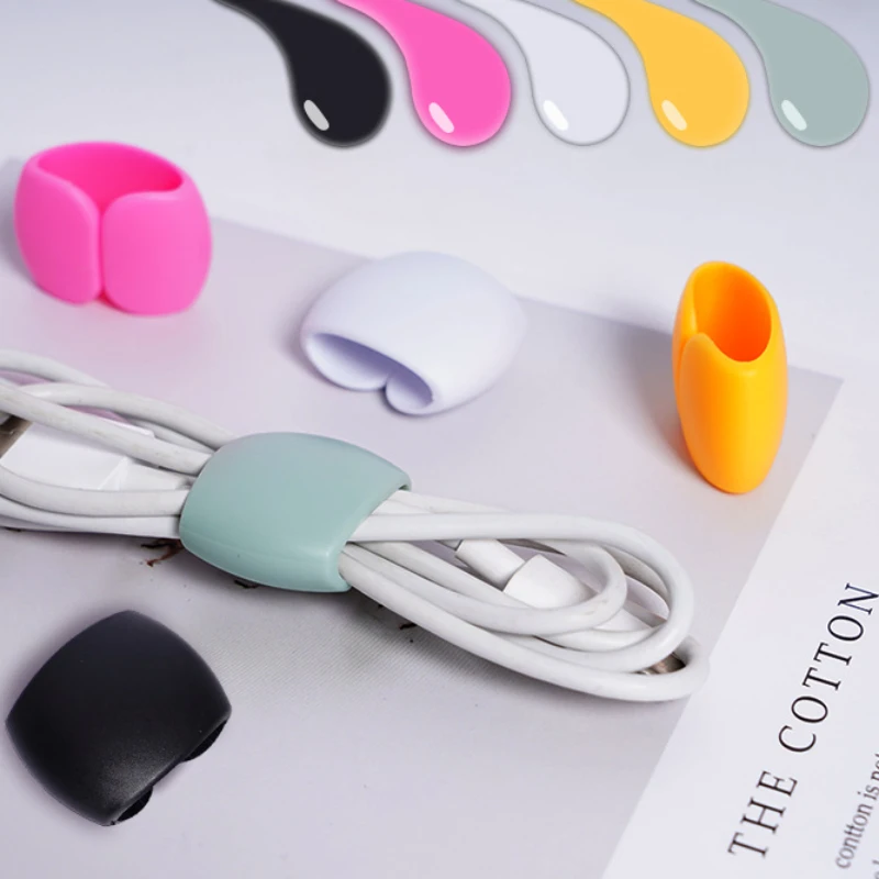 

4Pcs TPR Cable Organizer Travel Portable Anti-winding USB Data Cable Mobile Phone Charging Cable Storage Clip Binding Ring