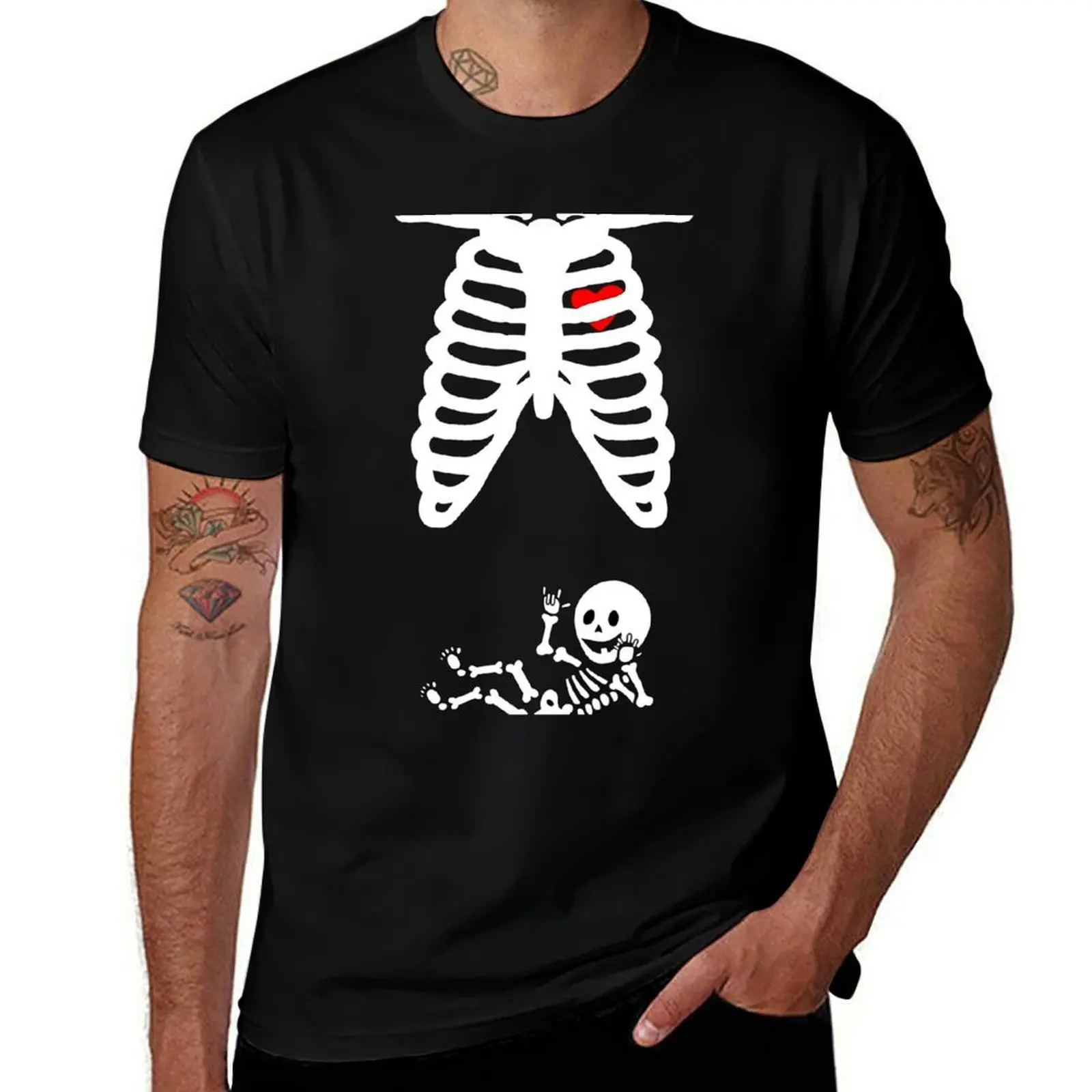Matching Halloween Couple Shirts Halloween Costume Skeleton Maternity Shirt Halloween Pregnancy Announcement Shirt Coupl T-Shirt