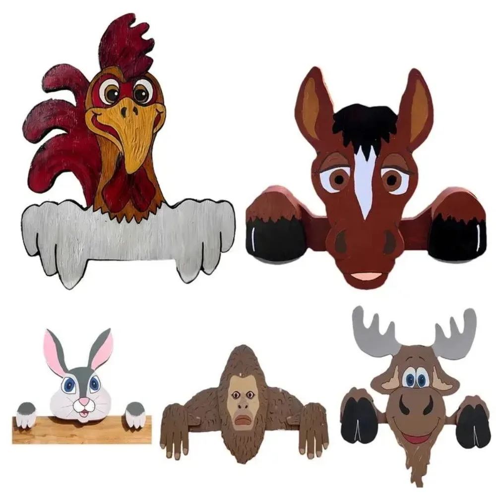 

Wooden Animal Fence Decor Art Decorations Outdoor Decorations Fence Peep Creative Animal Decoration Sculptures Outdoor