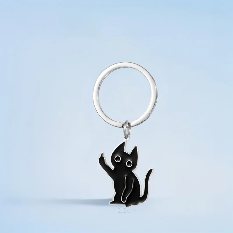 

Stainless Steel Black Cat KeyChain Key Chain Car Keyring Women Child Gift Jewelry