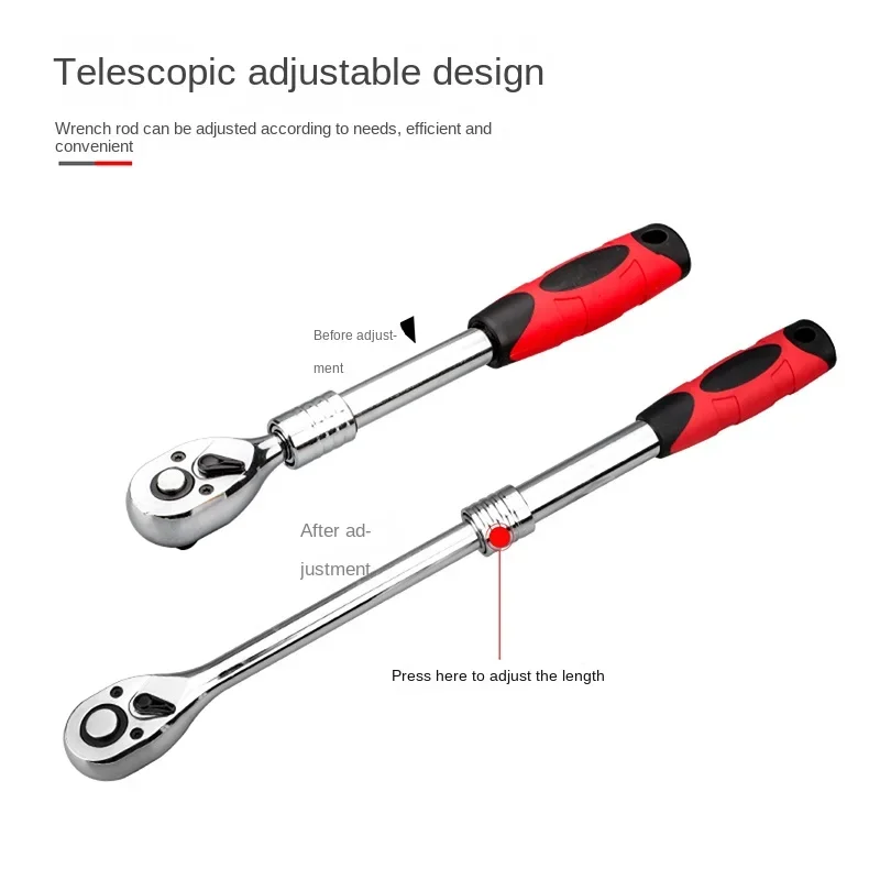 Tll Quick Retractable Ratchet Wrench Universal Sleeve Set Outer Hexagon Quick Wrench Auto Repair