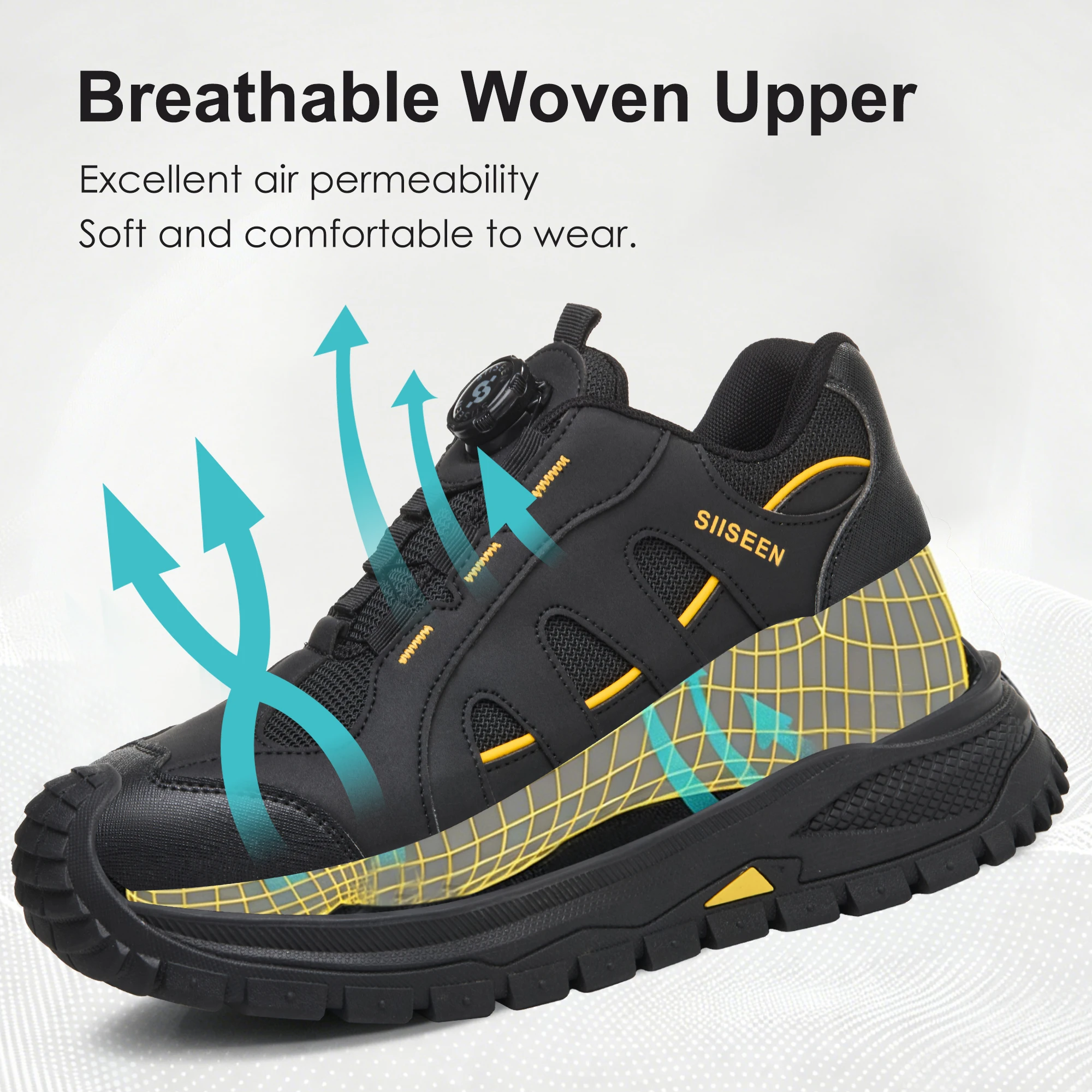 New Model of Impact- and Puncture-Resistant Safety Shoes: Breathable, Rotating-Buckle, Durable Shoes