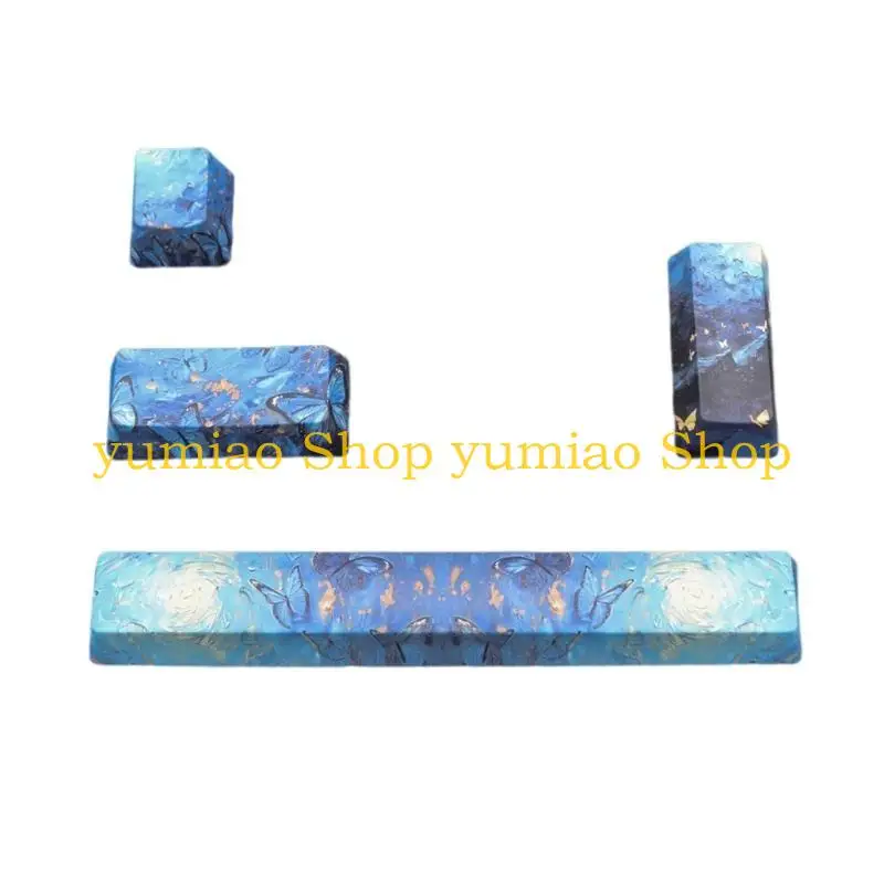 587B Thick PBT OEM Keycaps Heat Sublimation 6.25U Space Enter ESC Keycaps OEM Height Starry Wishes 4PCS