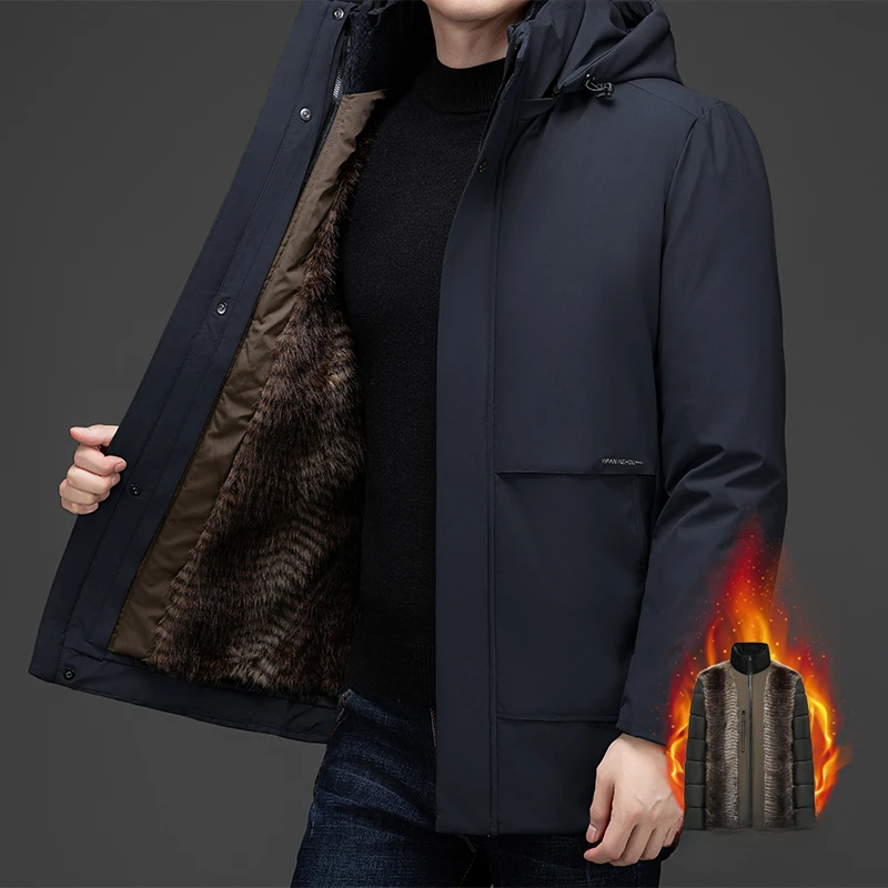 

2024 Winter New Charge Jacket Lined with Detachable Fur Liner Outdoor Bike Sport Windproof Coat Men's Solid Color Jacket