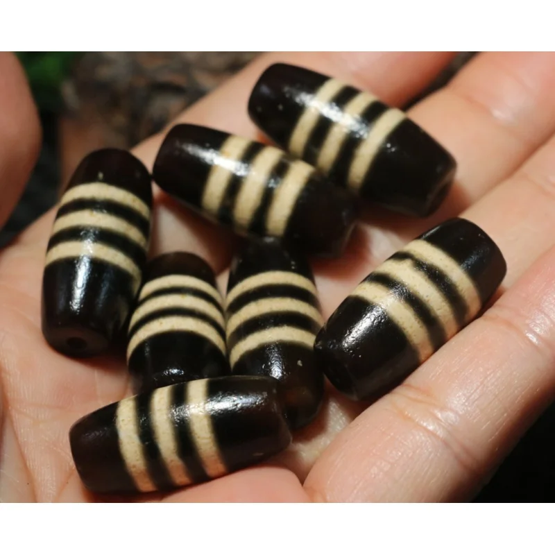 

Set of 7 PCS Energy Tibetan Old Agate Line Type Healer Medicine dZi Bead Totem E