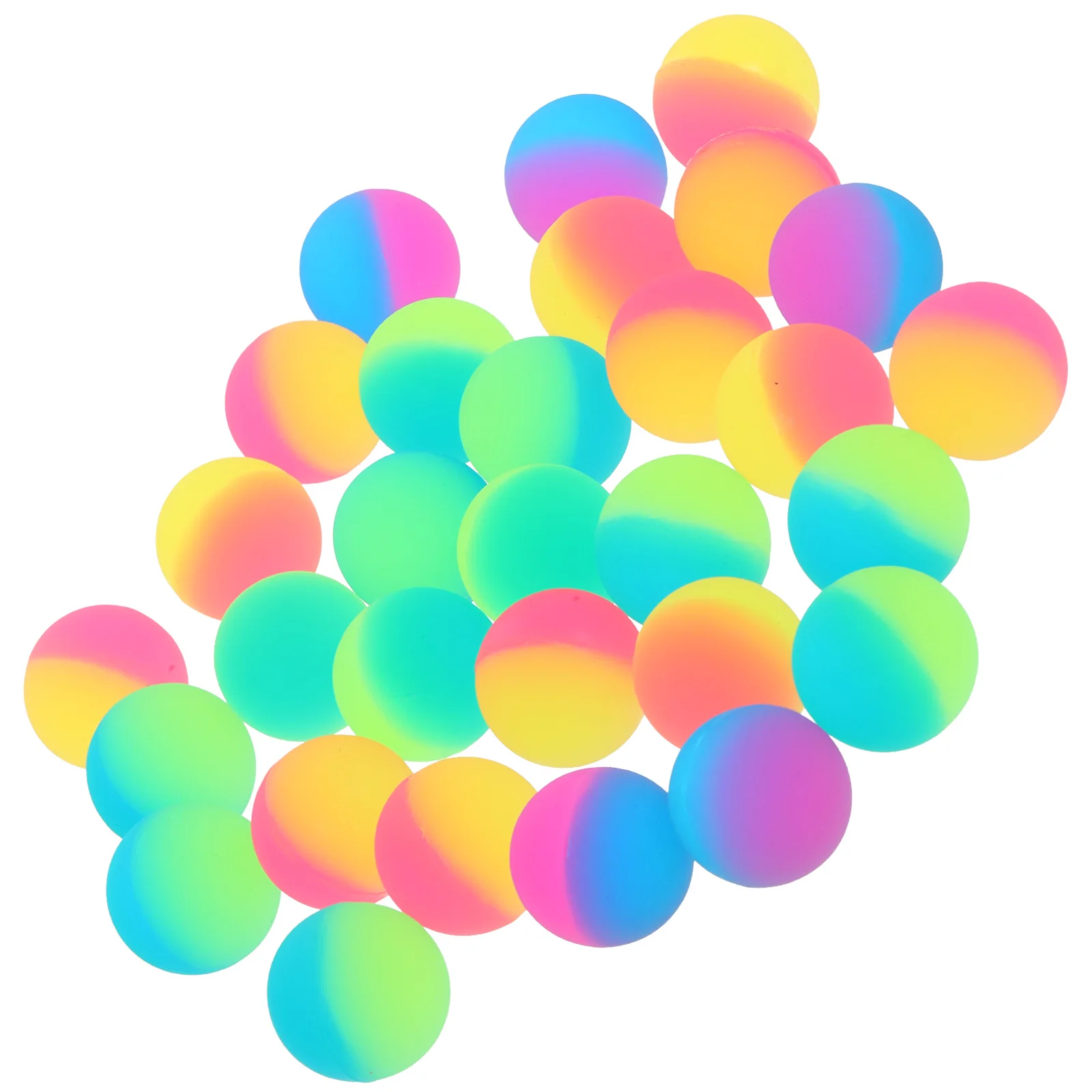 30 szt. Dwukolorowe elastyczne piłeczki skaczące plastikowe zabawki dla dzieci pływające tęczowe małe piłeczki zabawki do gier