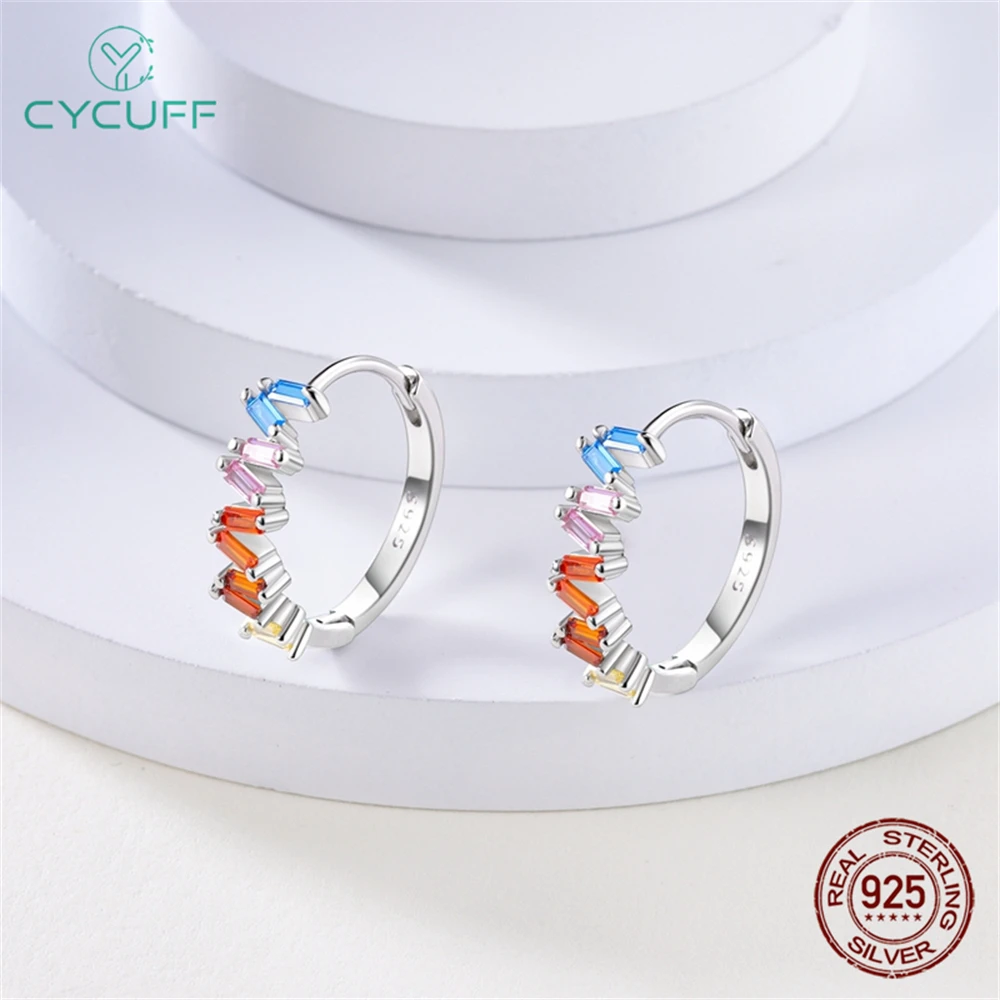 CYCUFF 925 Sterling Silver Colorful T Square Earrings For Women Wedding Engagement For Girlfriend Birthday Earrings Jewelry Gift