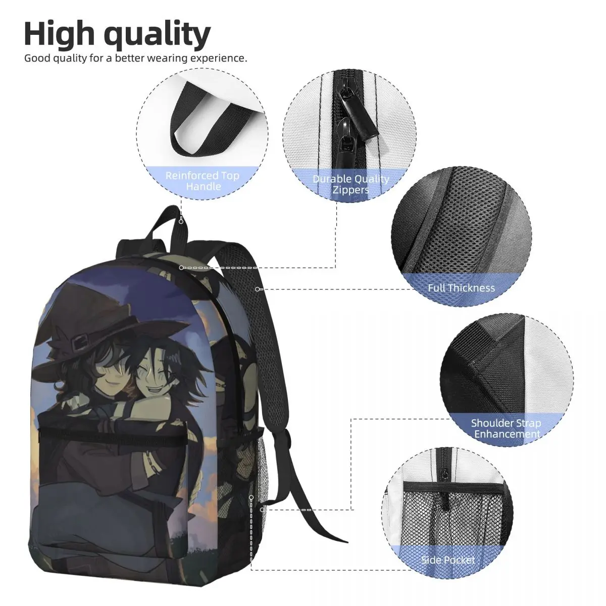 Azuretime Anime Azure Two Time Forsaken Backpack Daypack Large Capacity Kids BookBag School Bag Shoulder Bags for Men Women