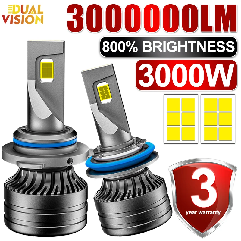 

H4 H7 LED Car Headlight 3000W 300000LM H1 H8 H9 H11 9005 HB3 9006 HB4 9012 HIR2 Auto Lamp Fog Bulb 7535 CSP Chip 6000K 12V Light