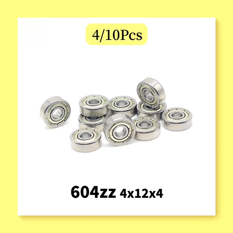 4/10PCS 604ZZ 4x12x4 mm Miniature Ball Bearings Chrome Steel Bearings For 3D Printer Parts Pulleys