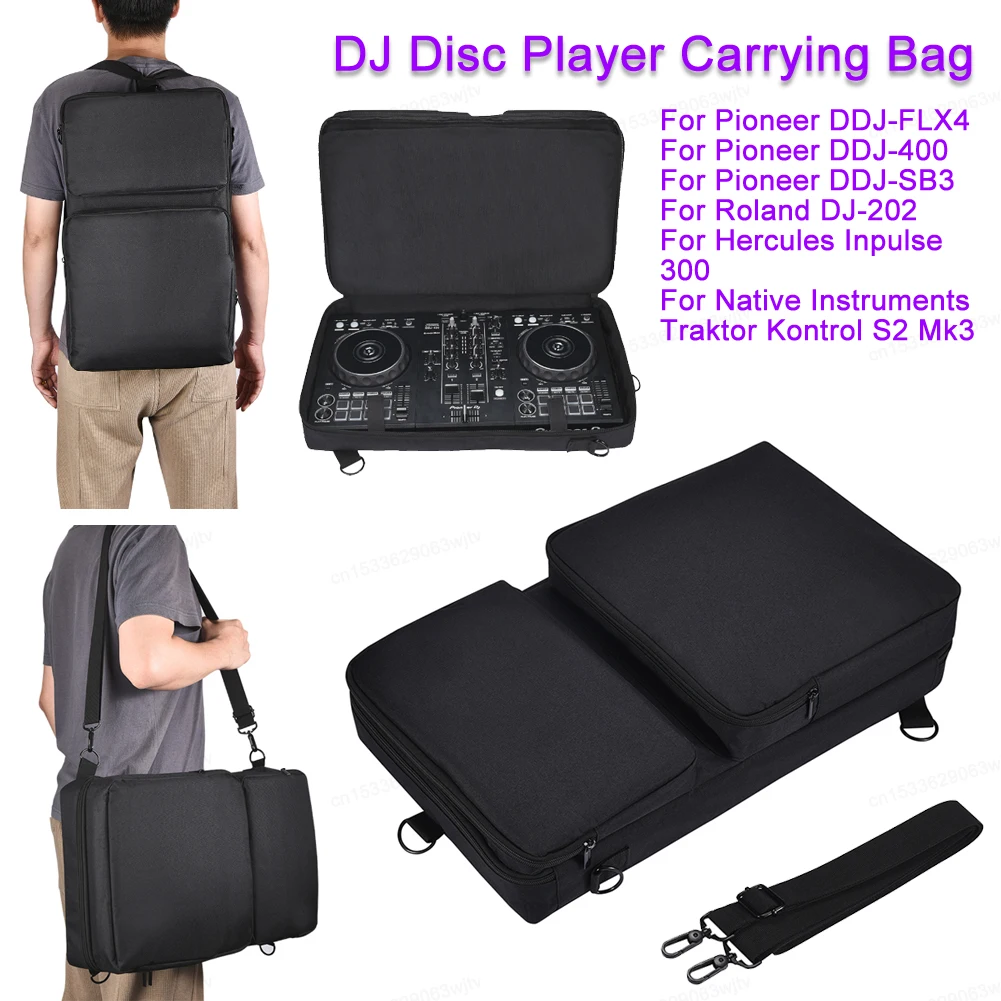 Portable Turntables Protective Case Dustproof Carrying Storage Bags with Sholder Strap Accessories for Pioneer DDJ-400 DDJ-FLX4