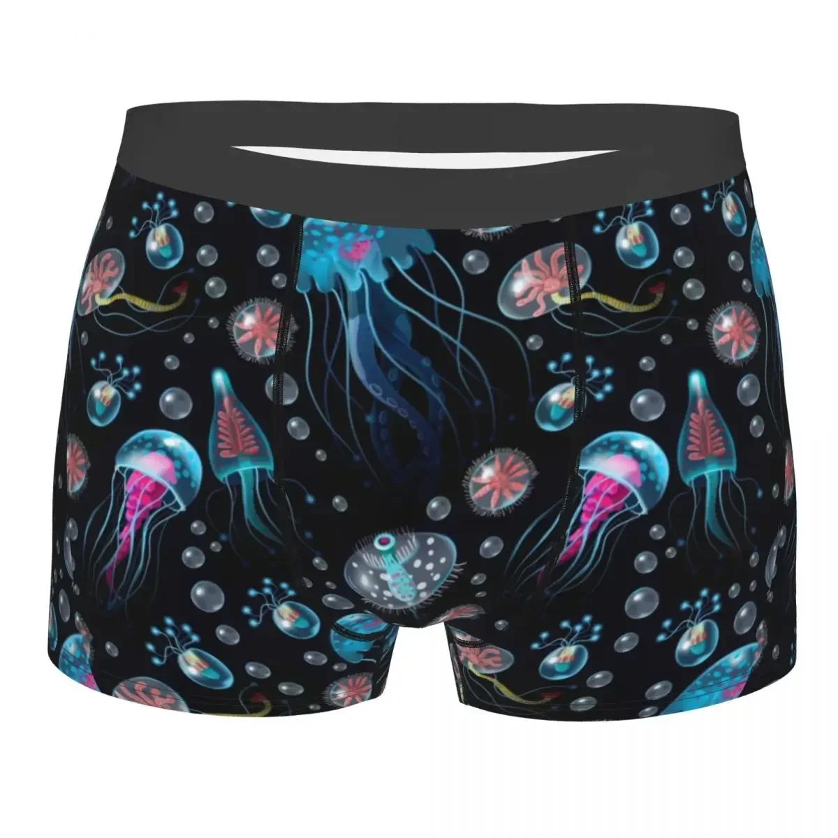 Men Boxer Shorts Panties Jellyfish Corals And Seaweed Mid Waist Underwear Homme Funny S-XXL Underpants