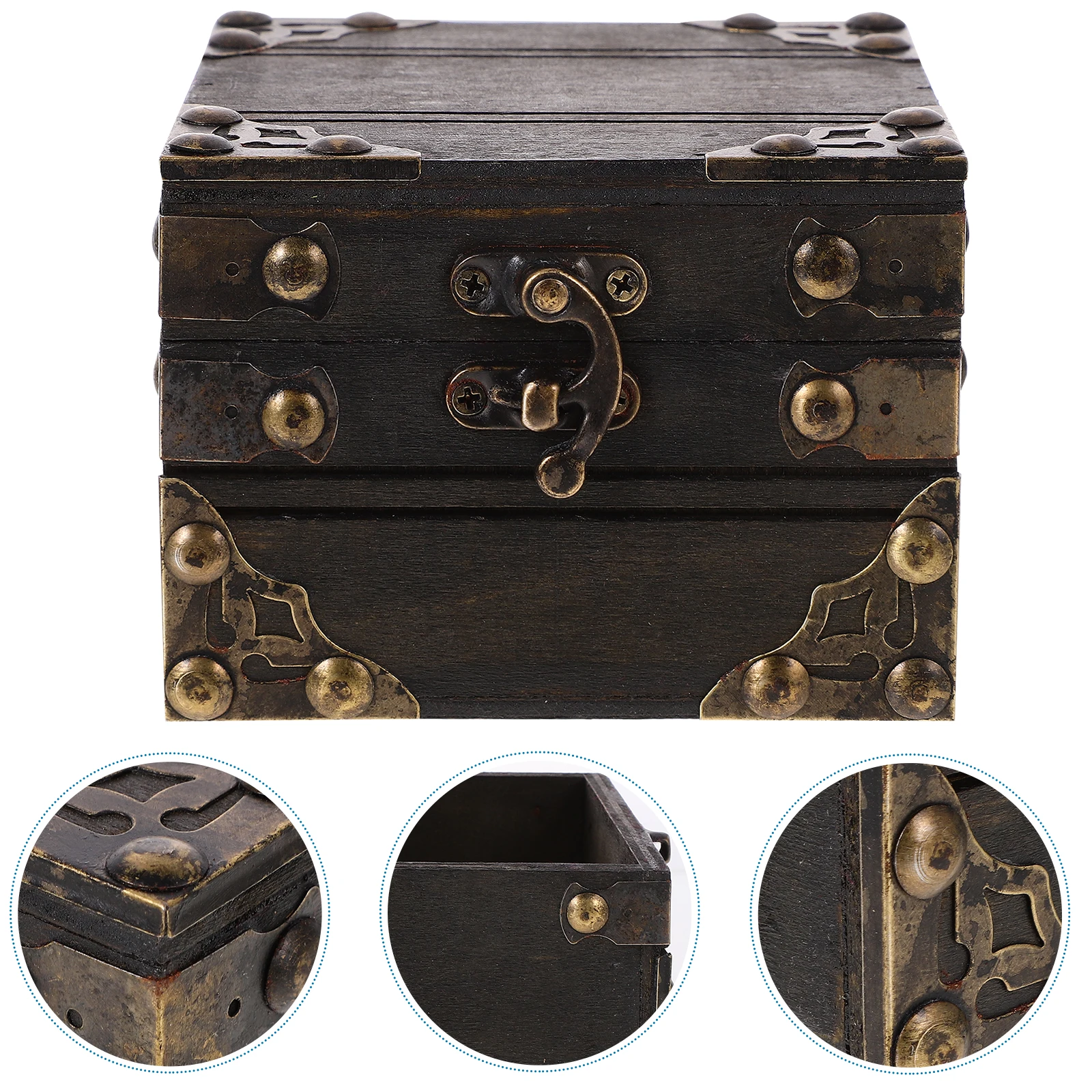 

Vintage Wooden Treasure Box Retro Storage Chest Jewelry Keepsake Box Home Decor Trinket Organizer Multifunctional Retro