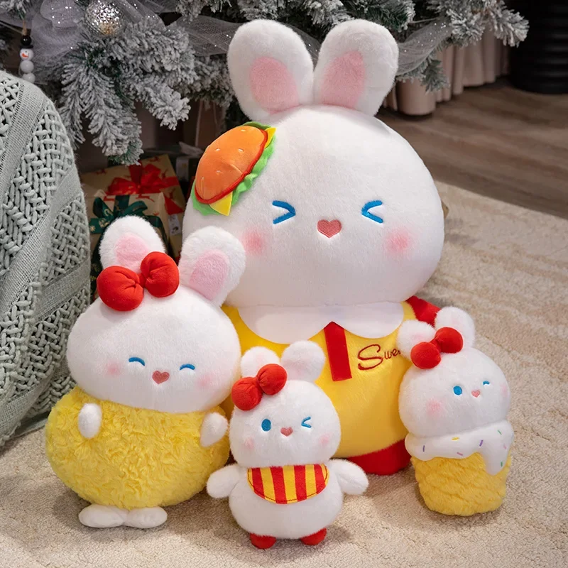 

Kawaii мультфильм мороженое кролик плюшевый гамбургер кролик игрушки кукла мягкая детская игрушка подарки на день рождения милое украшение комнаты