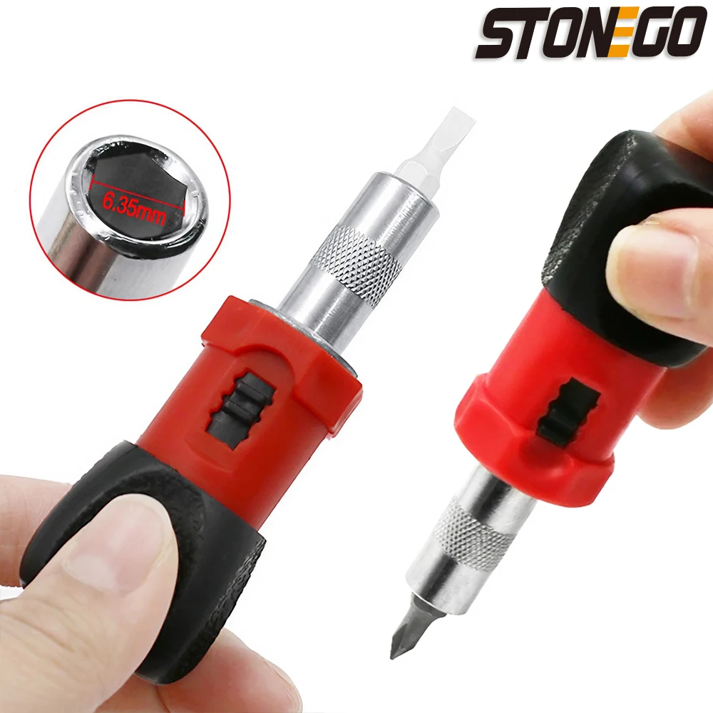 STONEGO 1PC Ratchet Screwdriver Bit Holder - 1/4-inch Hexagonal Ratchet Handle Maintenance Tool for Automotive, Electronics