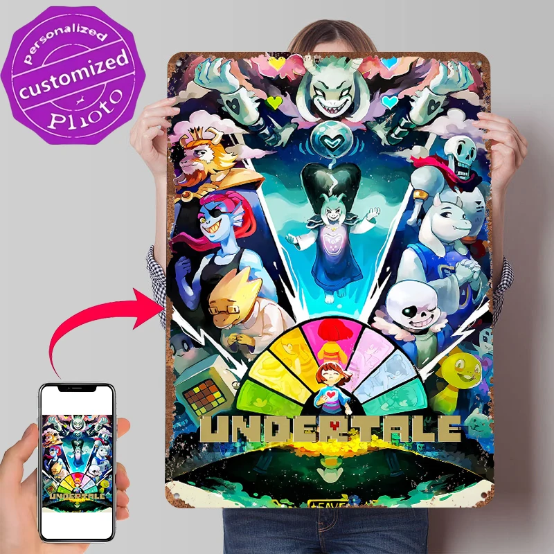 Undertale Metal Poster Customized Wall Art Retro Vintage Tinplate Signs for Decor Room Decoration Cozy House Garage Accessories
