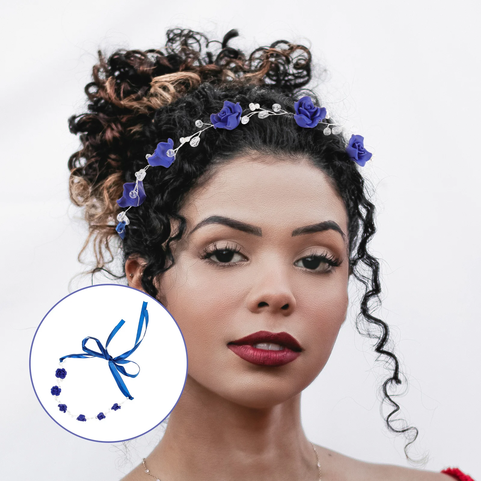 

Wedding Rhinestone Headband Blue Pearl Hairband Bridal Headpieces Stylish Banquet Party Decor Bridal Rhinestone Headband