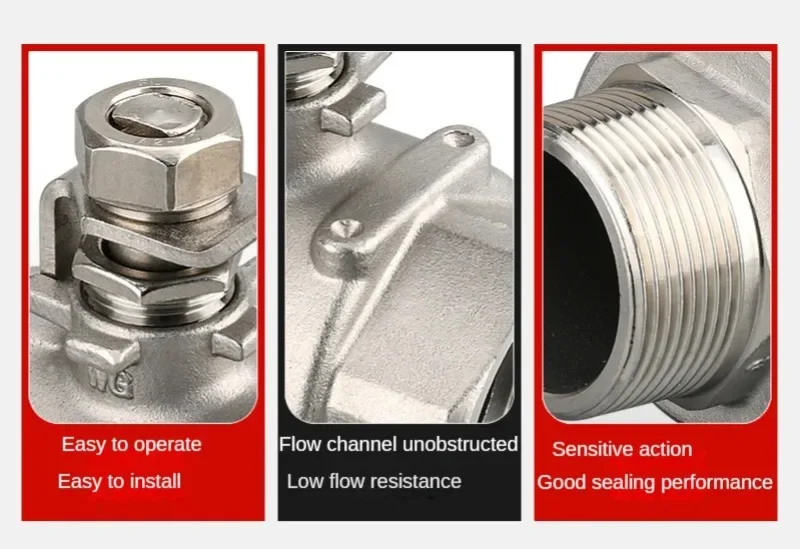 Detalhe 2 de Válvula solenoide 304 Stainless Steel Two Piece Ball Valve 1/4 3/8 1/2\ Água e vapor