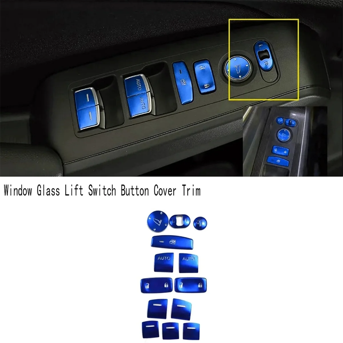 13Pcs Window Glass Lift Switch Button Cover Trim Sticker for Honda Civic 11Th Gen 2022 -N26R