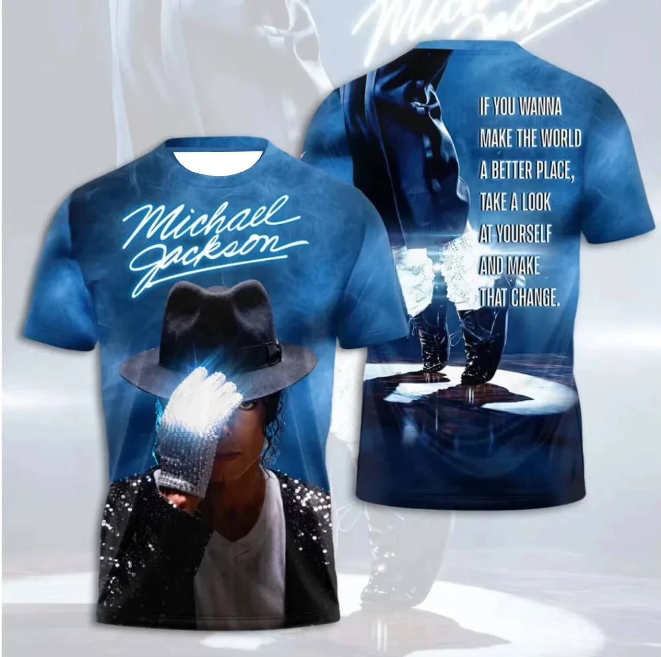 New 2026 Michael Jackson King of Pop Red Black 3D Graphic T-Shirt Short Sleeve Casual Streetwear King Pop Print Music Fans Tee