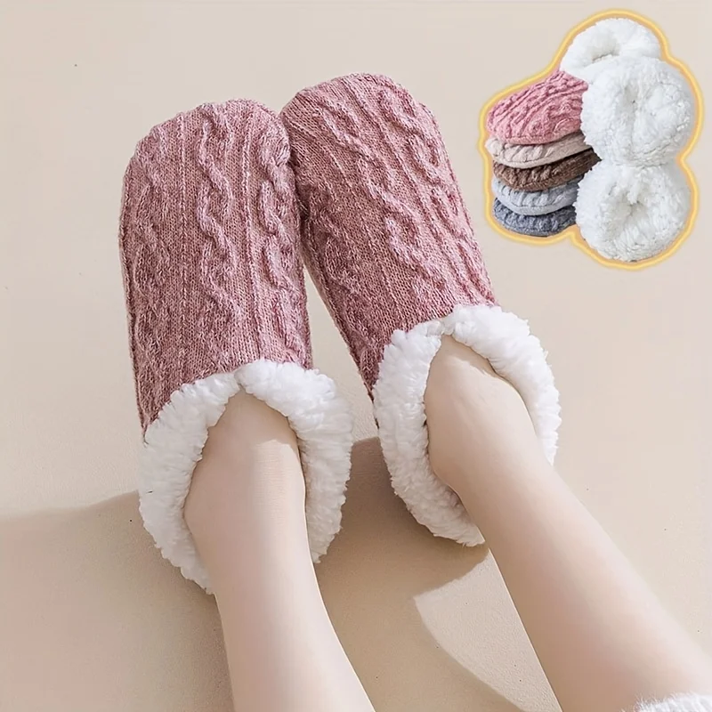 1 زوج سميكة الدافئة النوم الجوارب النعال النساء الفتيات الخريف الشتاء المخملية المنزل جوارب يمكن السير بها على الأرض عدم الانزلاق 2026 السنة الجديدة لطيف الجوارب