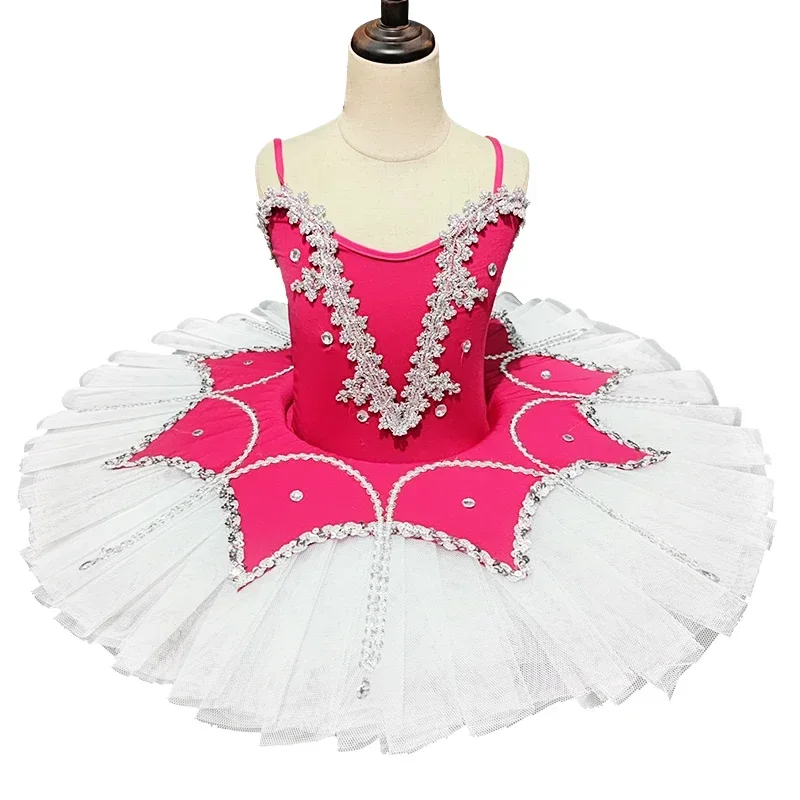 大人と子供のためのプロのバレエチュチュ、白鳥の湖のパンケーキチュチュ、古典的な体操レオタード、白いダンス、バレリーナダンス