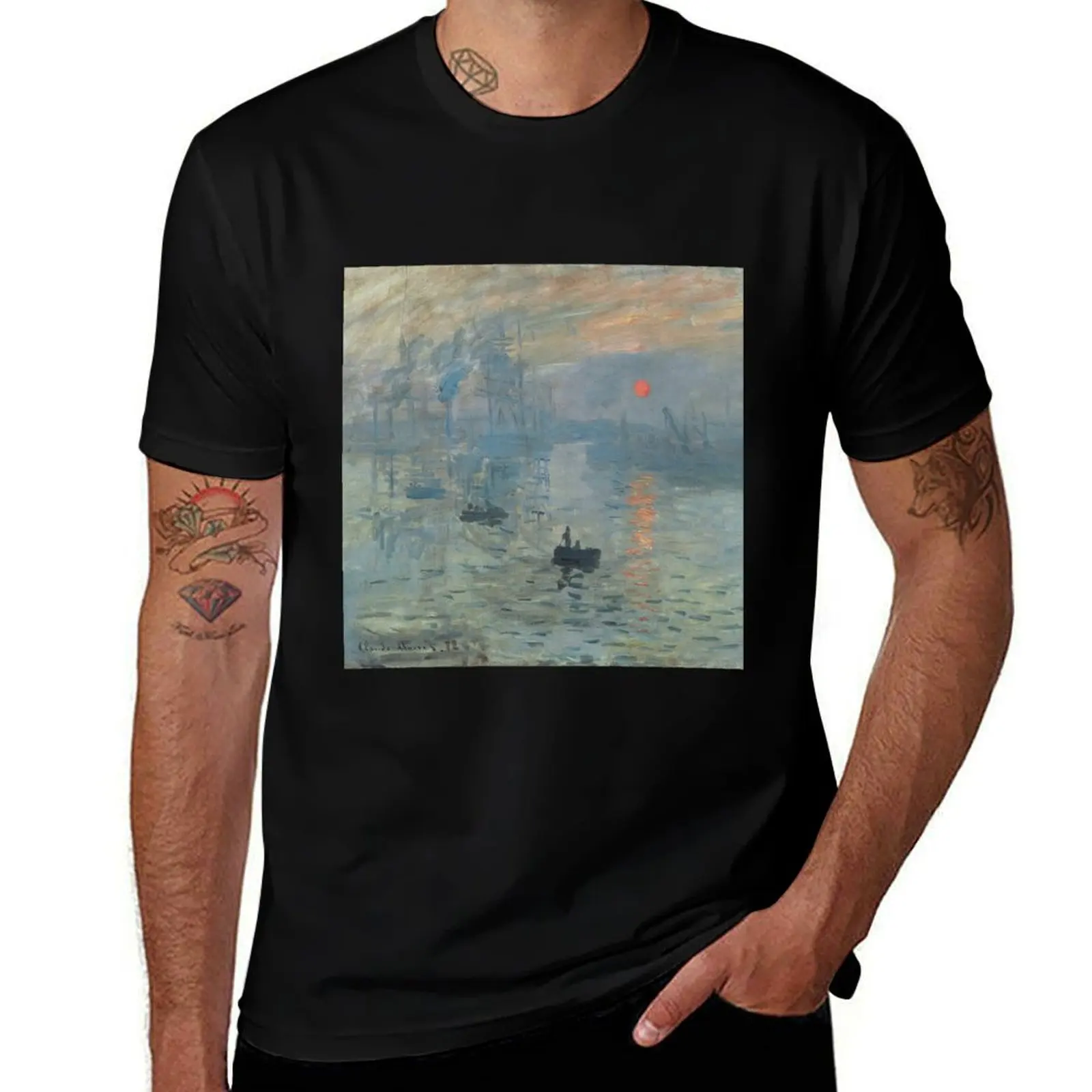 Monet Impression Sunrise Fine Art T-Shirt Casual Daily Wear Short Sleeve Top
