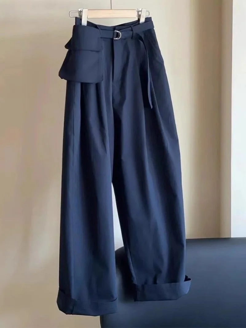 

Korean Fashion Casual Wide Leg Pants 2025 Women's Summer Design Sensation Thin Strap Straight Leg Pants Female Clothing