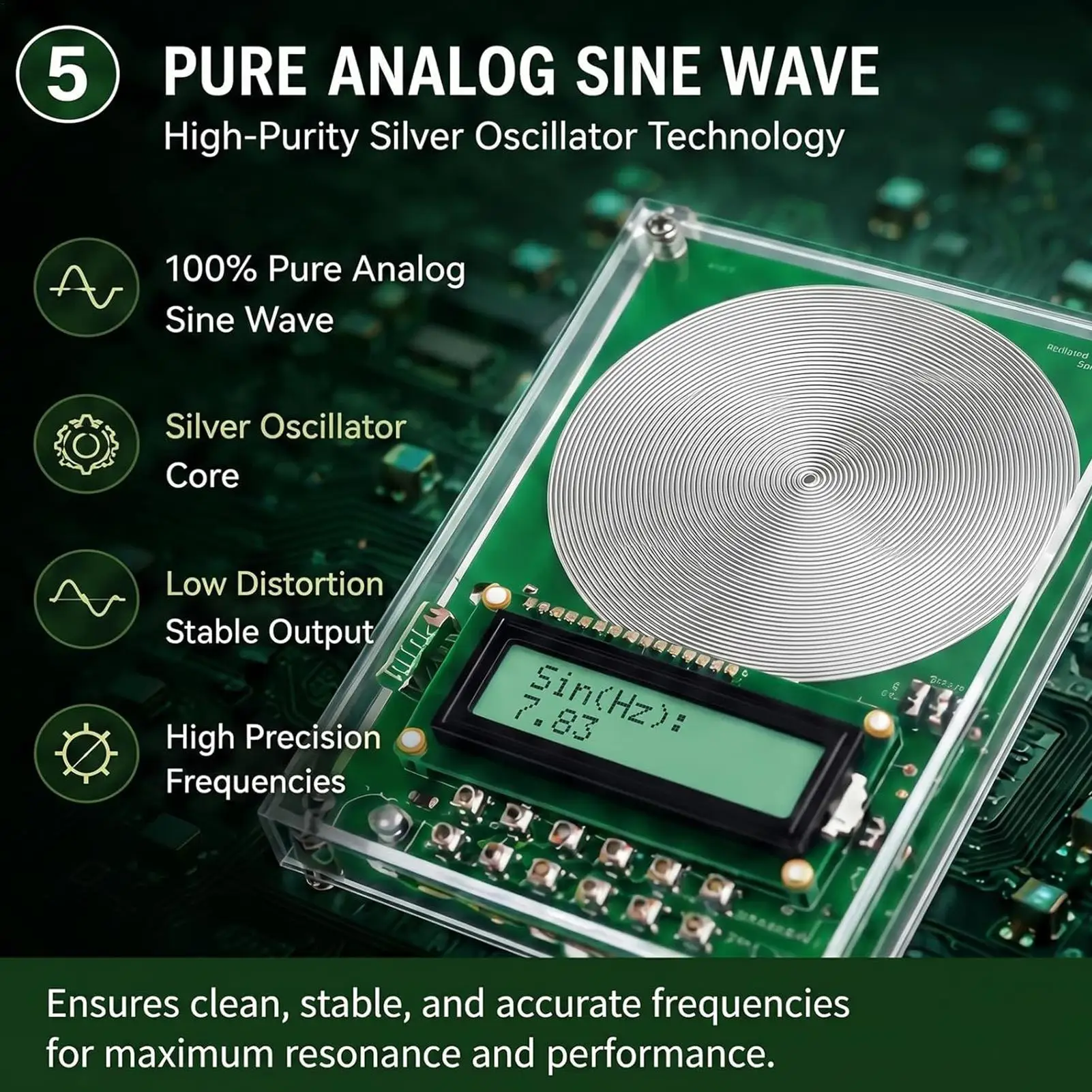 Frequency Generator 7.83Hz Schumann Resonance 0.1to100000Hz Adjustable Sine Wave Sleep USB Power Healing Device Physical Therapy