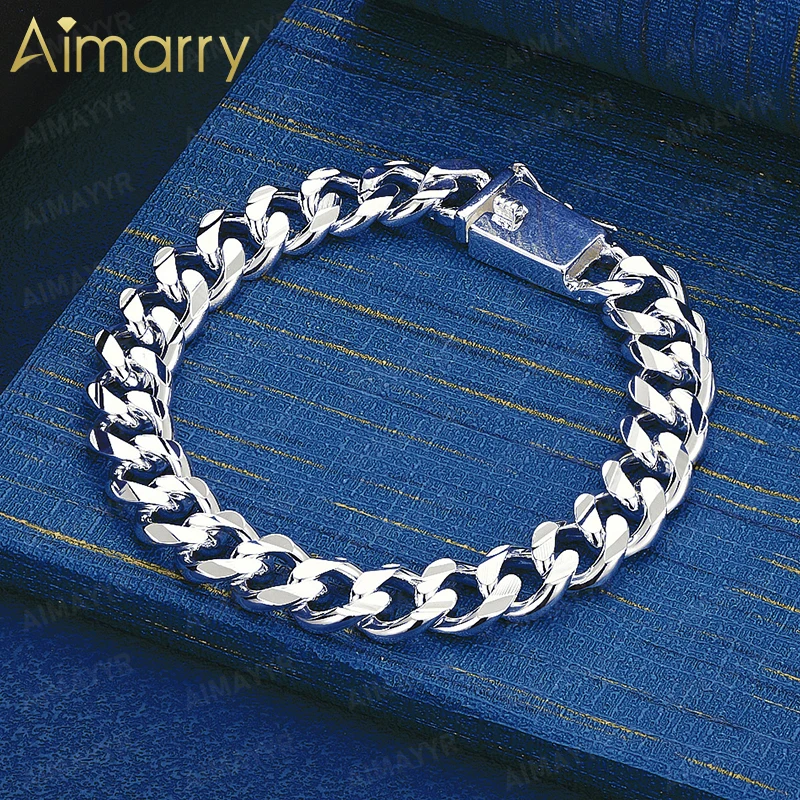 925 Sterling Silver 10mm Twisted Ring Interlocking Bracelet for Women's Banquets and Weddings High-quality Fashion Jewelry