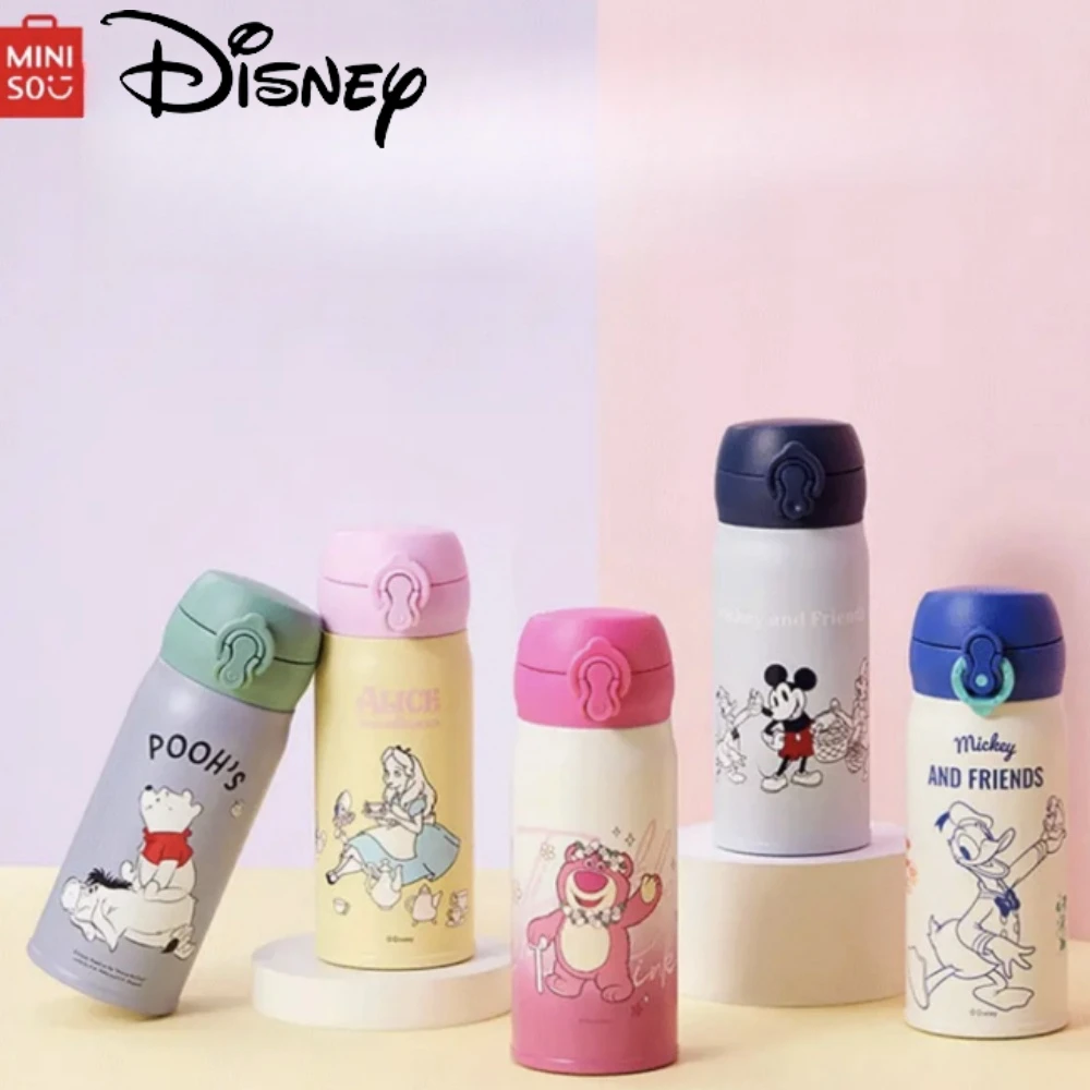 MINISO Anime Disney Series Pop-up Thermos Cup 320mL Cute Cartoon Lotso Portable Large Capacity Thermos Cup Children's Gifts