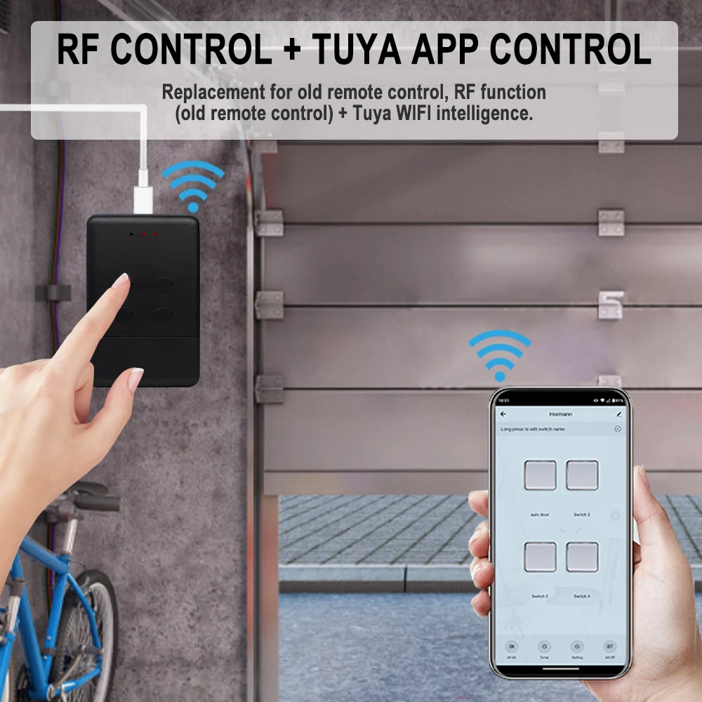 WIFI SOMMER 868 Smart Garage Door Gate Opener RF Bridge Tuya Smartlife App Remote Control & 868MHz Handheld Transmitter