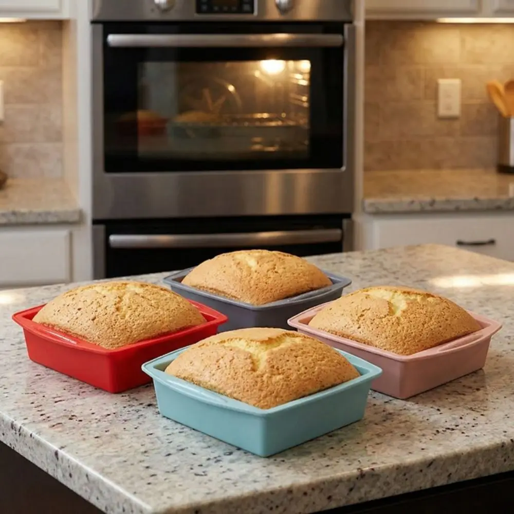 2PCS Heat Resistant Silicone Square Brownie Pan Flexible Anti-Slip Handle Cake Baking Pan Non-Stick Soft Bread Mold Pie
