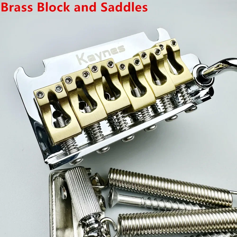 KAYNES 2 point Electric Guitar Tremolo System Bridge With Brass Block and Saddles for ST and suhr guitar Chrome Silver KY06