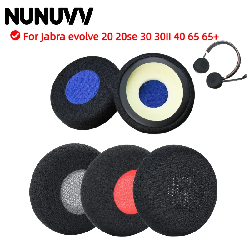 

Replacement Breathable football net Earpads For Jabra evolve 20 20se 30 30II 40 65 65+ Earmuffs Ultra-soft Sponge Cushion