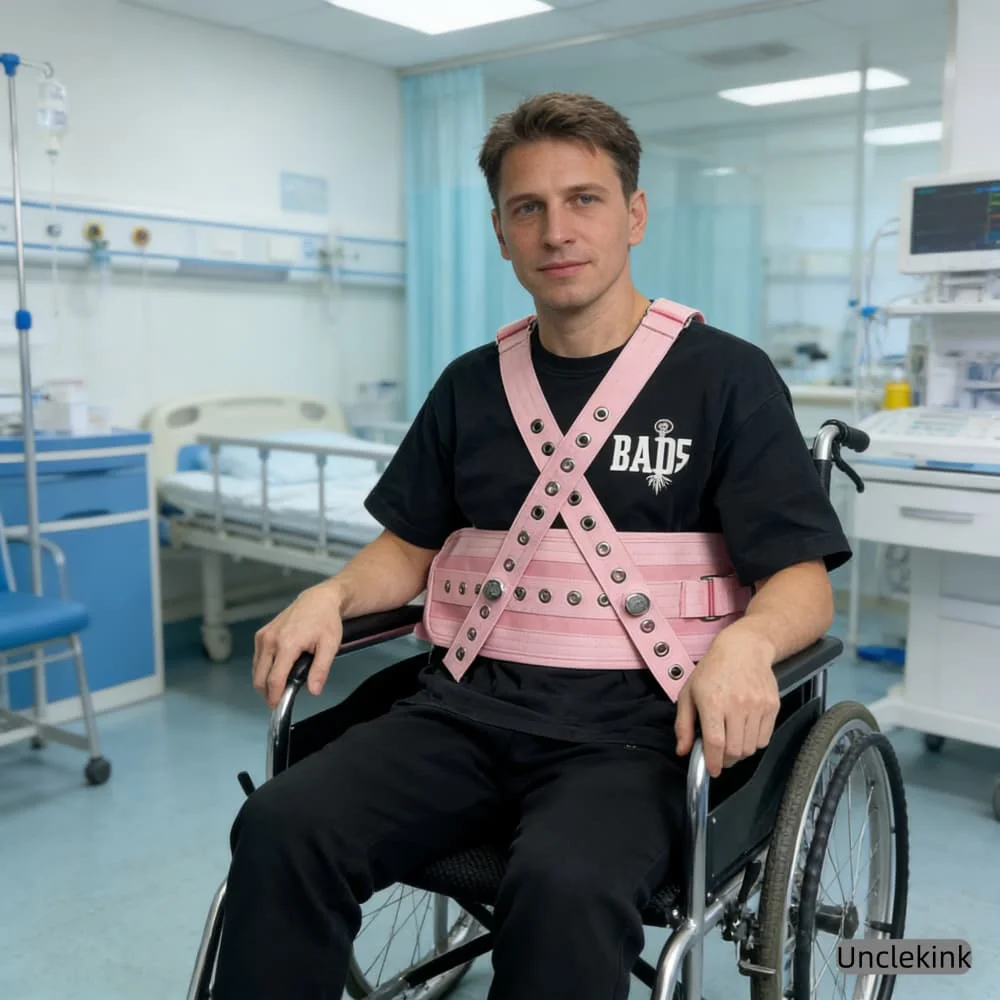 Emergency Chair Medical Restraint Kit Cotton Fabric Magnetic Lock System Adjustable Waist & Shoulder Straps for Hospital