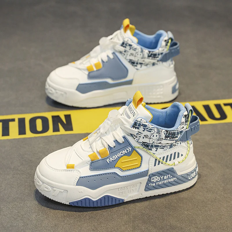 

2025 new autumn high top student fashion shoes leisure all matching parent-child non-slip board shoes outdoor sports shoes