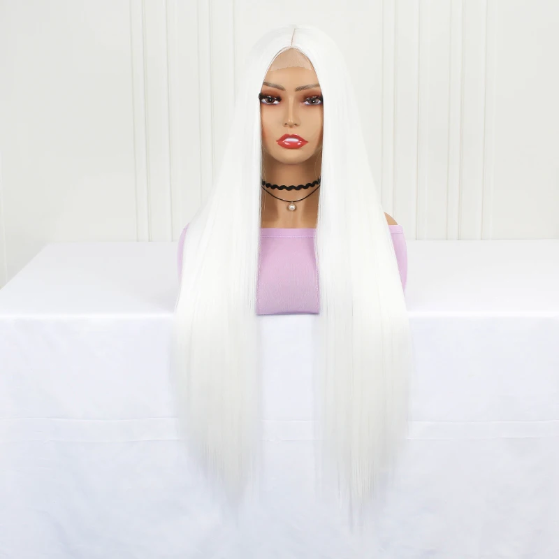 

Модный длинный белый прямой парик JOY & BEAUTY, синтетический термостойкий парик для косплея для девочек