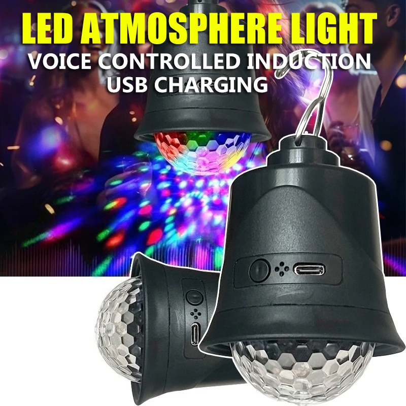 ไฟดิสโก้ RGB มินิสเตจ ดีเจ แบบพกพา ชาร์จผ่าน USB 3W ลูกบอลดิสโก้หมุนได้ 7 สี สำหรับงานปาร์ตี้และตกแต่งบ้าน