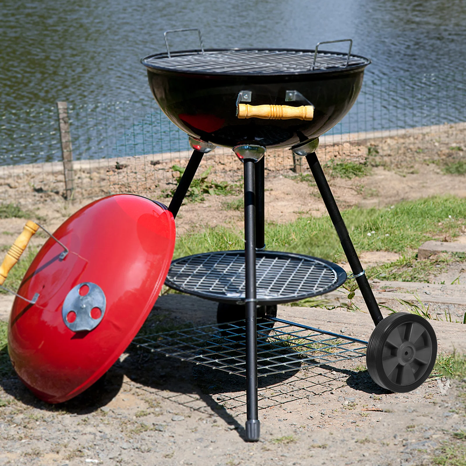 

Bbq Grill Wheel Replacement Rubber Heavy Duty for Outdoor Cooking Camping Picnic Utility Cart Roller Sturdy Design Easy Mobility