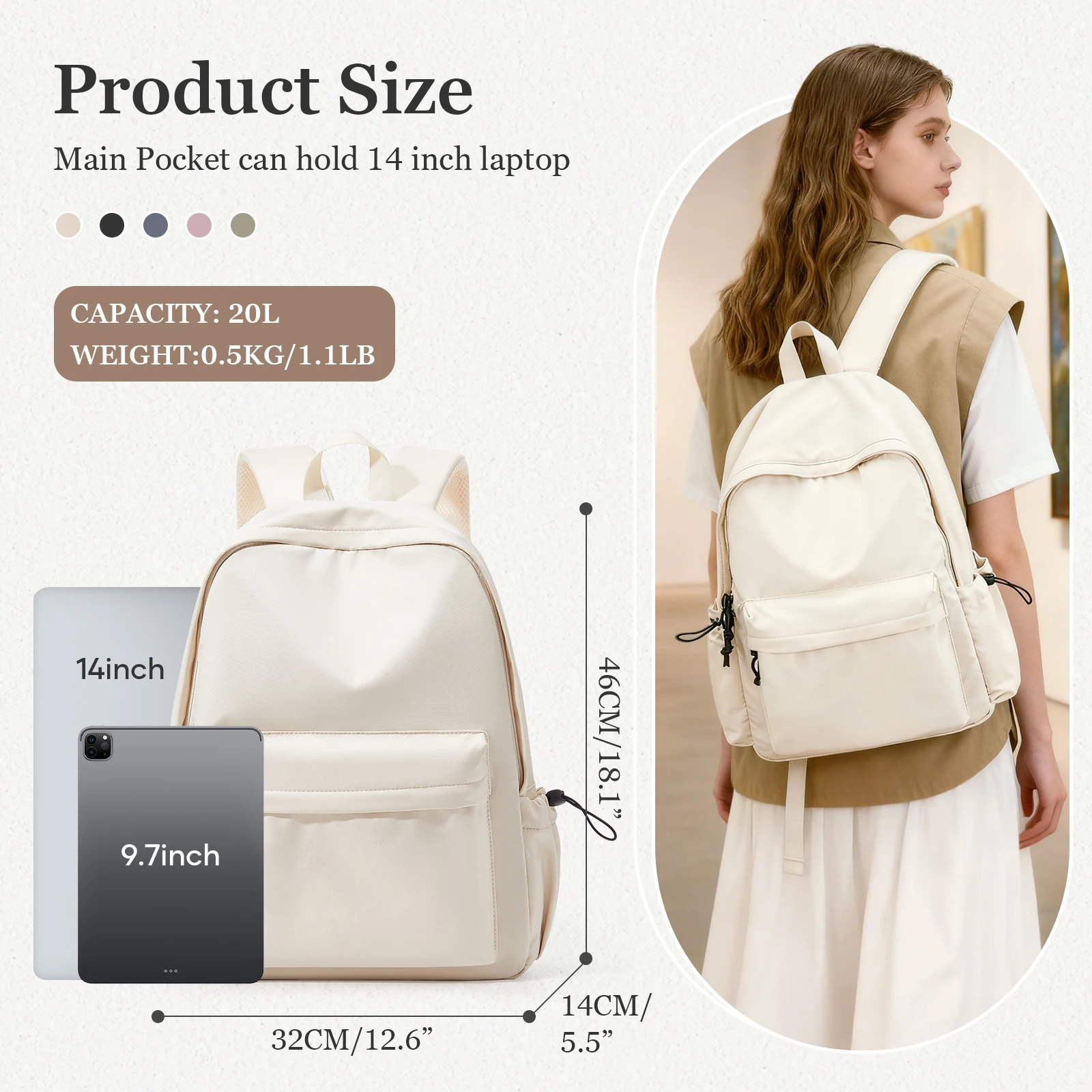 School Backpack Teenager Girls College School Bag Lightweight Women's Backpack Waterproof Laptop Bag Casual Daypacks for Work