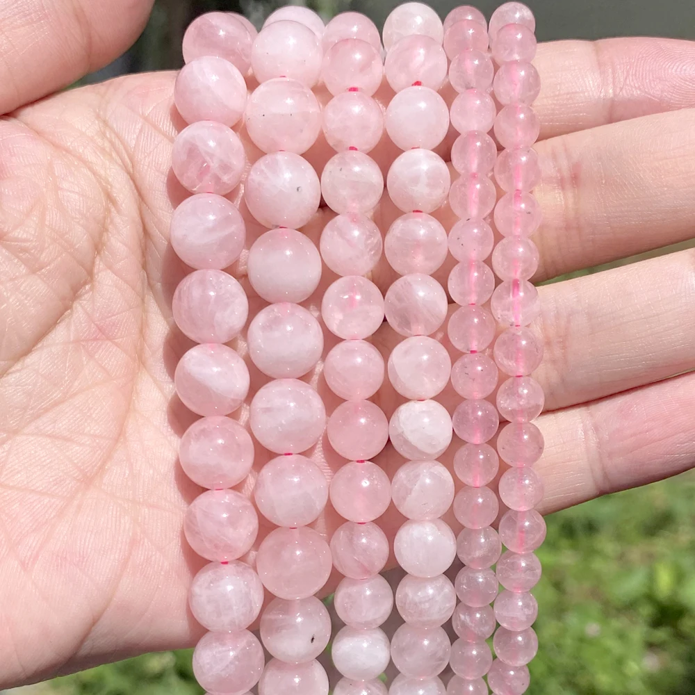 Natural Pink Rose Quartz Stone Beads Round Loose Spacer Beads For Jewelry Making DIY Bracelet Handmade 6/8/10mm